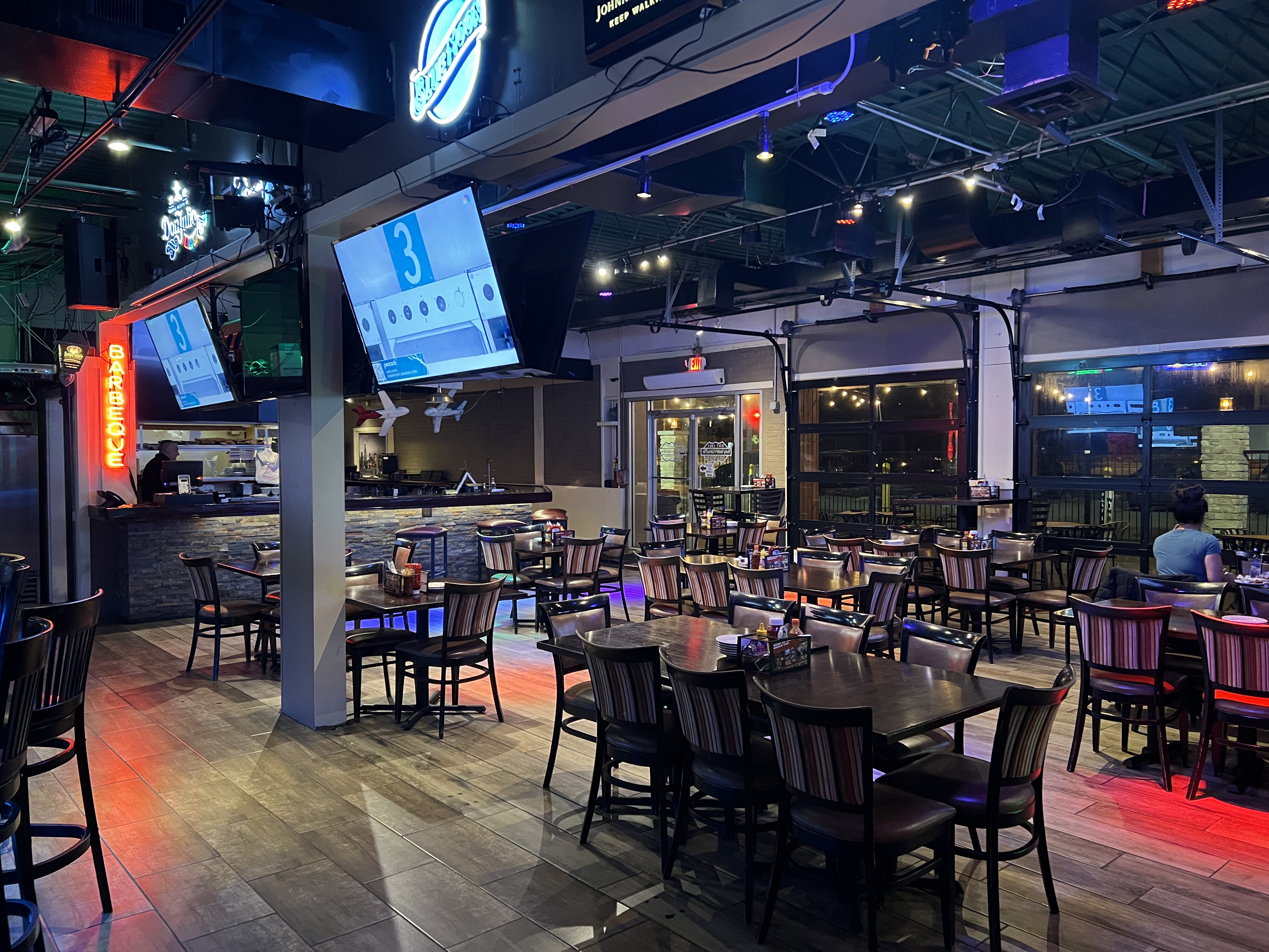 Dining area with ambient lighting
