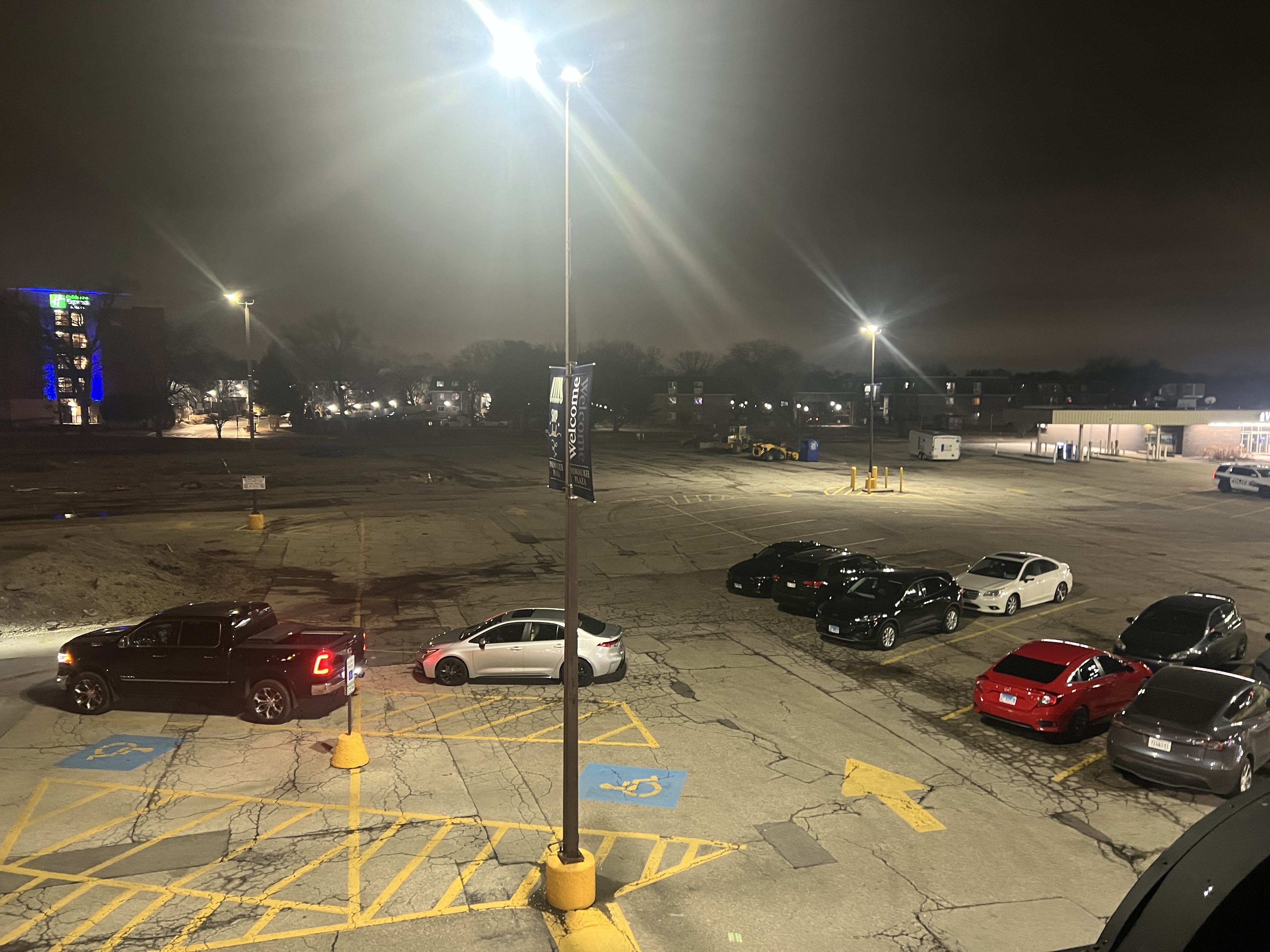 Spacious parking lot